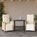 Ensemble à manger de jardin et coussins 3 pcs Beige poly rotin - Photo n°1