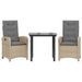 Ensemble à manger de jardin et coussins 3 pcs mélange beige - Photo n°1