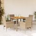 Ensemble à manger de jardin et coussins 5pcs beige rotin acacia - Photo n°2