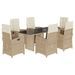 Ensemble à manger de jardin et coussins 7 pcs beige poly rotin - Photo n°1