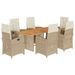 Ensemble à manger de jardin et coussins 7 pcs beige poly rotin - Photo n°1