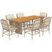 Ensemble à manger de jardin et coussins 7 pcs beige poly rotin - Photo n°1