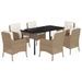 Ensemble à manger de jardin et coussins 7 pcs beige poly rotin - Photo n°1