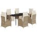 Ensemble à manger de jardin et coussins 7 pcs beige poly rotin - Photo n°1