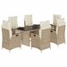 Ensemble à manger de jardin et coussins 7 pcs beige poly rotin - Photo n°1