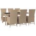 Ensemble à manger de jardin et coussins 7 pcs beige poly rotin - Photo n°3