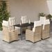 Ensemble à manger de jardin et coussins 7 pcs beige poly rotin - Photo n°1