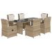 Ensemble à manger de jardin et coussins 7 pcs beige poly rotin - Photo n°2