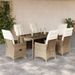 Ensemble à manger de jardin et coussins 7 pcs beige poly rotin - Photo n°1