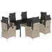 Ensemble à manger de jardin et coussins 7 pcs gris clair rotin - Photo n°1
