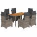 Ensemble à manger de jardin et coussins 7 pcs gris rotin - Photo n°1