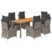 Ensemble à manger de jardin et coussins 7 pcs gris rotin - Photo n°1