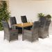 Ensemble à manger de jardin et coussins 7 pcs gris rotin - Photo n°1