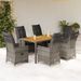 Ensemble à manger de jardin et coussins 7 pcs gris rotin - Photo n°1