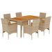 Ensemble à manger de jardin et coussins 7pcs beige rotin acacia - Photo n°1