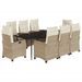 Ensemble à manger de jardin et coussins 9 pcs beige Poly rotin - Photo n°1