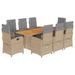 Ensemble à manger de jardin et coussins 9 pcs beige Poly rotin - Photo n°1