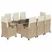 Ensemble à manger de jardin et coussins 9 pcs beige Poly rotin - Photo n°1