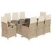Ensemble à manger de jardin et coussins 9 pcs beige Poly rotin - Photo n°1