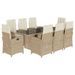 Ensemble à manger de jardin et coussins 9 pcs beige Poly rotin - Photo n°1