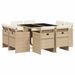 Ensemble à manger de jardin et coussins 9 pcs beige Poly rotin - Photo n°1