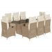 Ensemble à manger de jardin et coussins 9 pcs beige Poly rotin - Photo n°1