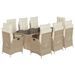 Ensemble à manger de jardin et coussins 9 pcs beige Poly rotin - Photo n°1
