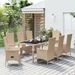 Ensemble à manger de jardin et coussins 9 pcs beige Poly rotin - Photo n°1