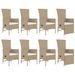 Ensemble à manger de jardin et coussins 9 pcs beige Poly rotin - Photo n°4