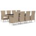 Ensemble à manger de jardin et coussins 9 pcs beige Poly rotin - Photo n°1
