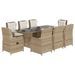 Ensemble à manger de jardin et coussins 9 pcs beige Poly rotin - Photo n°2