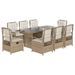 Ensemble à manger de jardin et coussins 9 pcs beige Poly rotin - Photo n°2