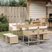 Ensemble à manger de jardin et coussins 9 pcs beige Poly rotin - Photo n°1