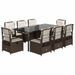 Ensemble à manger de jardin et coussins 9 pcs marron poly rotin - Photo n°1