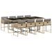 Ensemble à manger de jardin et coussins 9 pcs mélange beige - Photo n°1