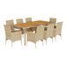 Ensemble à manger de jardin et coussins 9pcs beige rotin acacia - Photo n°1