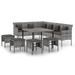 Ensemble à manger jardin 6pcs et coussins gris résine tressée - Photo n°1