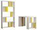 Ensemble bureau et bibliothèque bois blanc et jaune Kima - Photo n°1