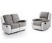 Ensemble canapé relaxation électrique 2 places et 1 fauteuil simili cuir blanc et microfibre gris Confort - Photo n°1