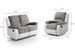 Ensemble canapé relaxation électrique 2 places et 1 fauteuil simili cuir blanc et microfibre gris Confort - Photo n°3