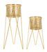 Ensemble de 2 porte-vases dorés 21x20x46-18x18x32 cm - Photo n°1