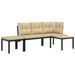 Ensemble de banc de jardin avec coussins 3 pcs noir - Photo n°2