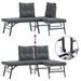 Ensemble de bancs de jardin avec coussins 3 pcs noir - Photo n°6