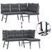 Ensemble de bancs de jardin avec coussins 5 pcs noir - Photo n°6