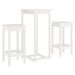 Ensemble de bar 3 pcs Blanc Bois de pin massif - Photo n°2