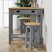 Ensemble de bar 3 pcs gris bois de pin massif - Photo n°1