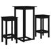 Ensemble de bar 3 pcs Noir Bois de pin massif - Photo n°2