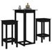 Ensemble de bar 3 pcs Noir Bois de pin massif - Photo n°4