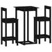 Ensemble de bar 3 pcs Noir Bois de pin massif - Photo n°2