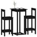 Ensemble de bar 3 pcs Noir Bois de pin massif - Photo n°4